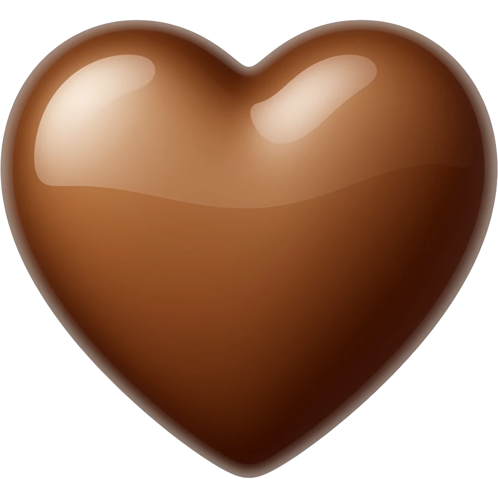 Heart-shaped milk chocolate candy, glossy finish, 3D realistic emoji, transparent background. emoji