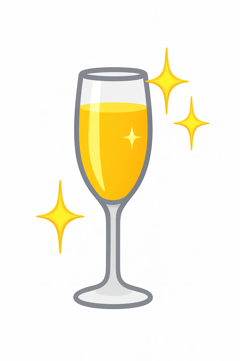 Add sparkles to the champagne glass in a simple and bold style, keeping the emoji style with a white background. emoji