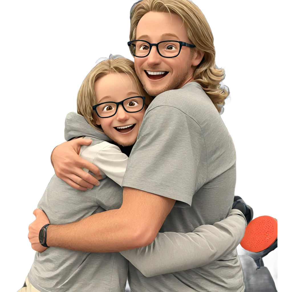 father and son joyful moment emoji