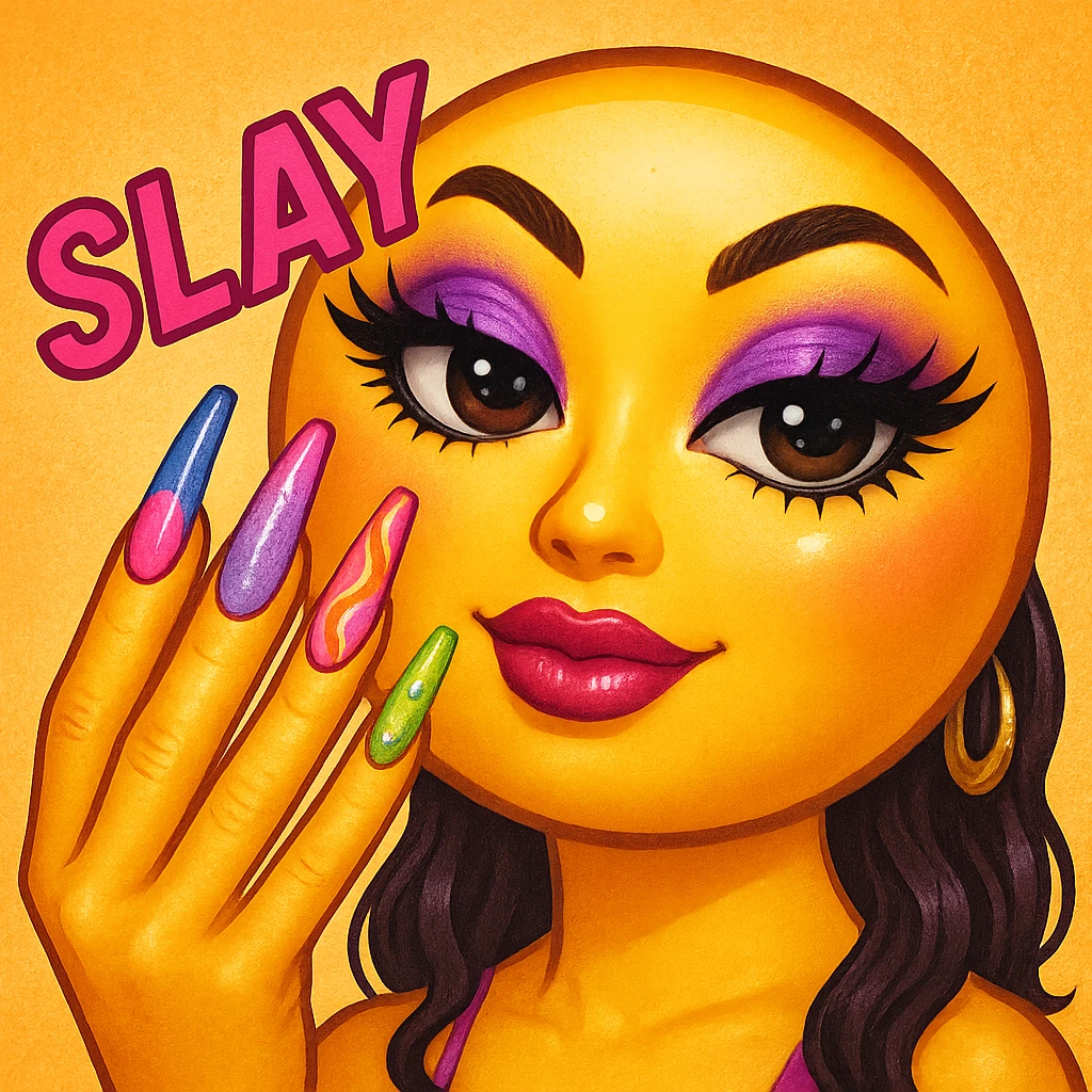 slay emoji with long nails emoji