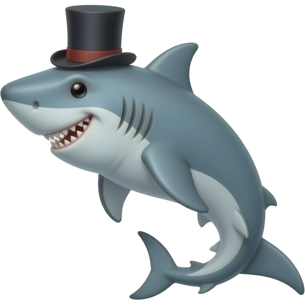 Shark with a top hat emoji