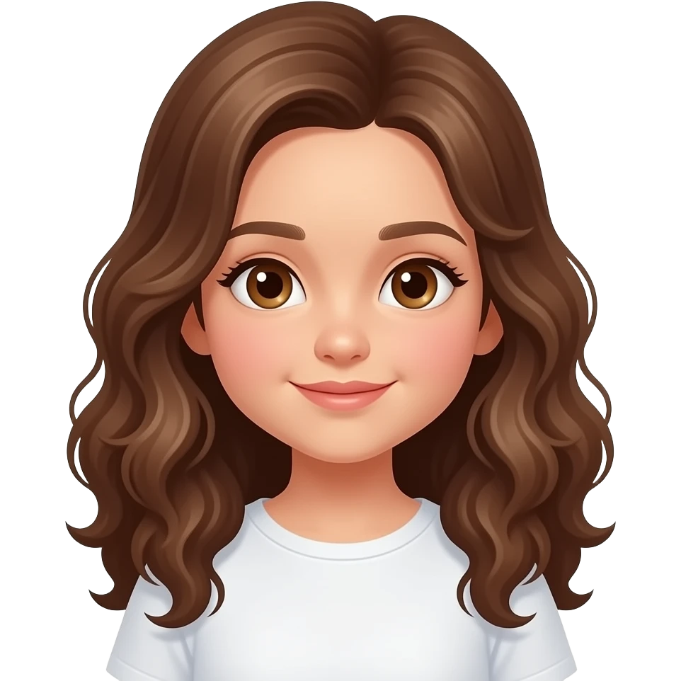 Niña pequeña pelo rizado largo ojos marrones piel blanca emoji