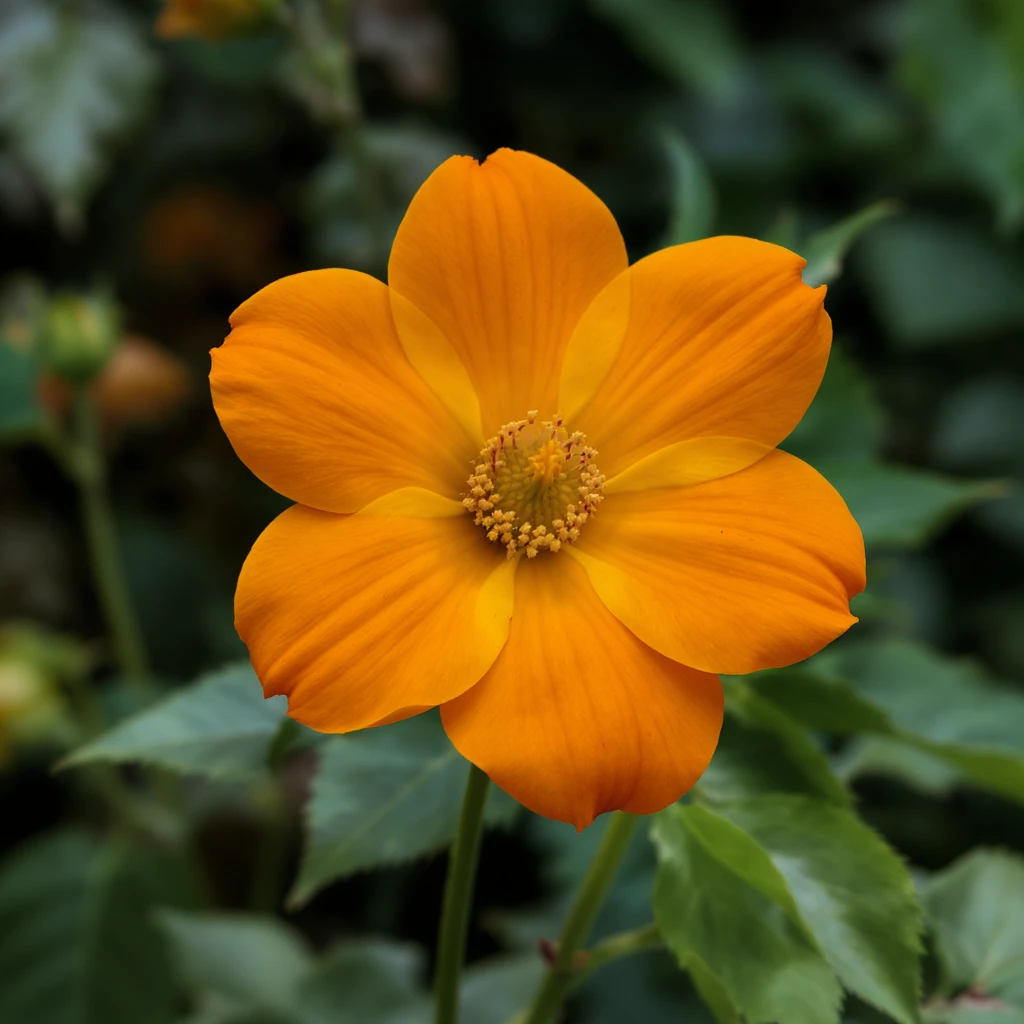 an orange flower with yellow on the inside, realistic style, high detail, natural lighting emoji