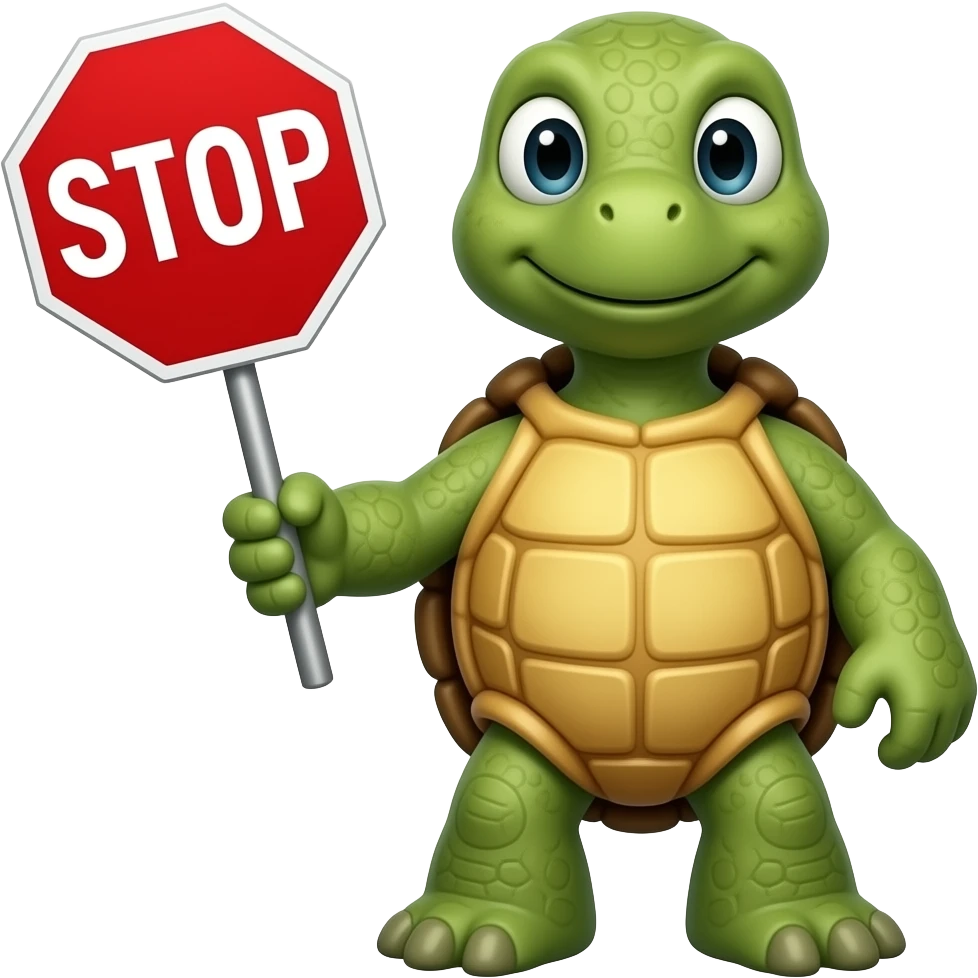 turtle holding a stop sign emoji