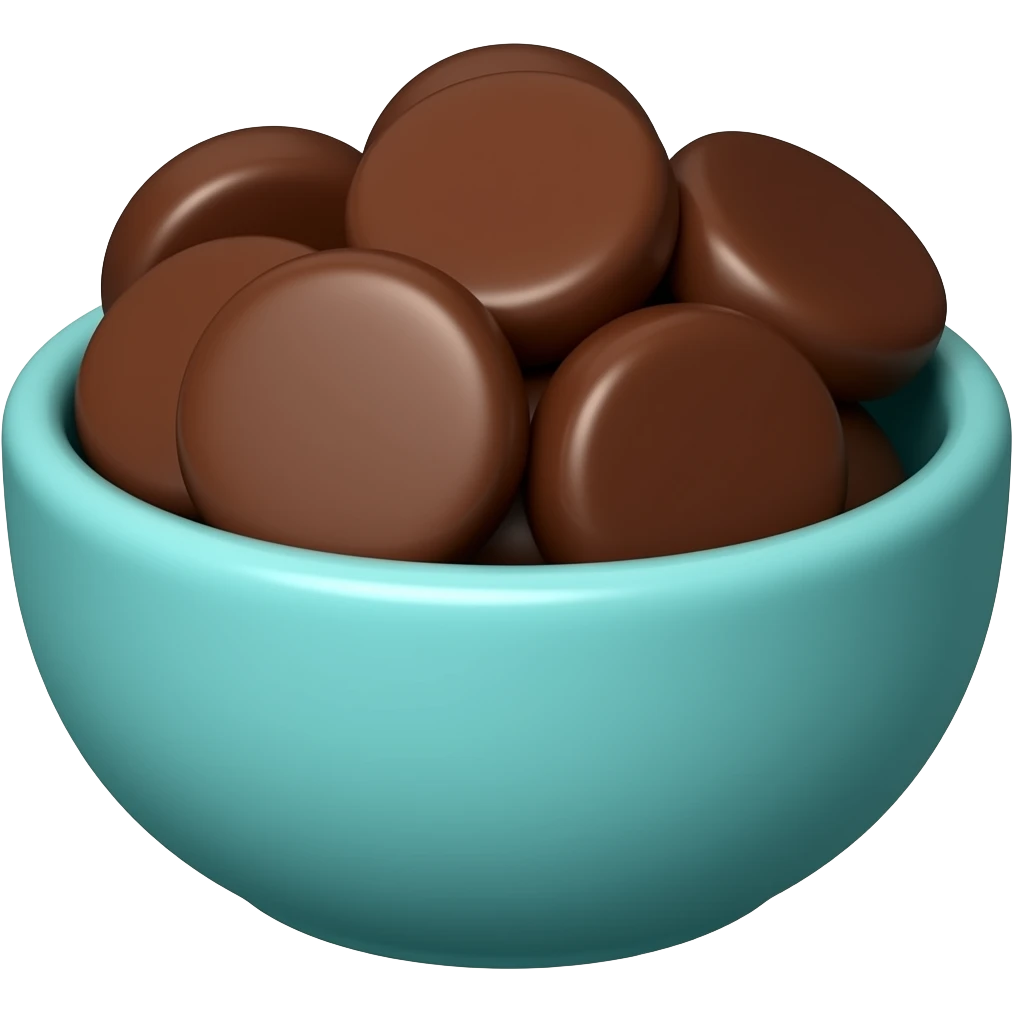 super realistic small teal bowl of chocolate circles emoji