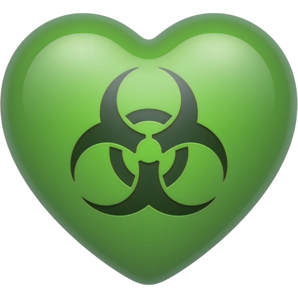 Toxic symbol on green heart emoji