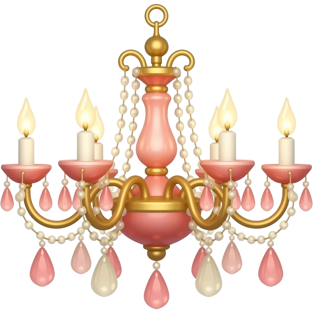 Reddish-pinkish and gold and white warm-colored romantic chandelier emoji