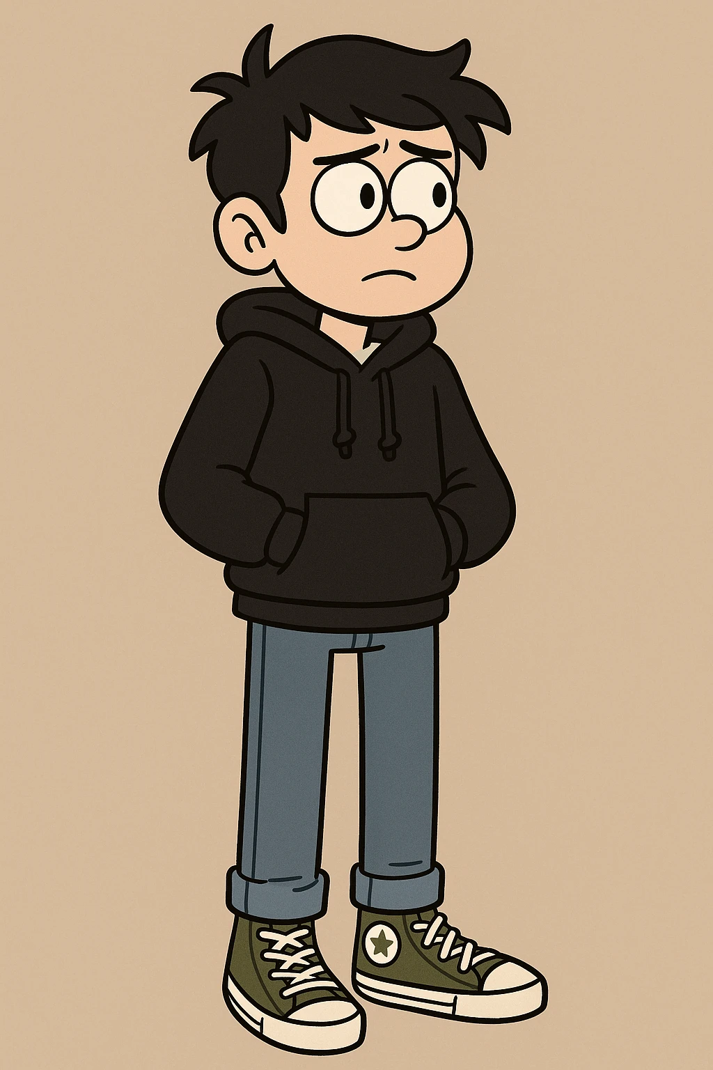 A boy Natural shirt Jet Black organic hoodie blue jeans green converse chuck taylor all star emoji