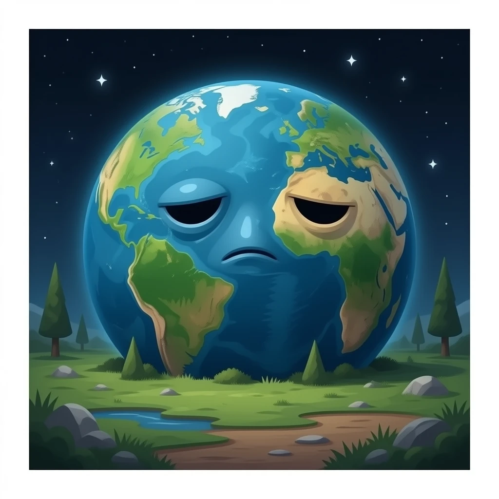 an old, sick, fat earth planet emoji