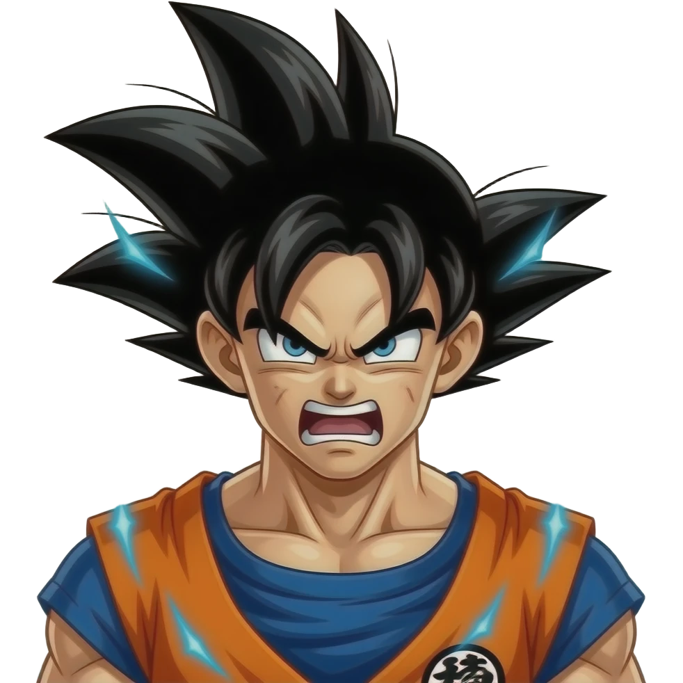 Make goku but super mad  and make the background white and make him ultra instinct emoji