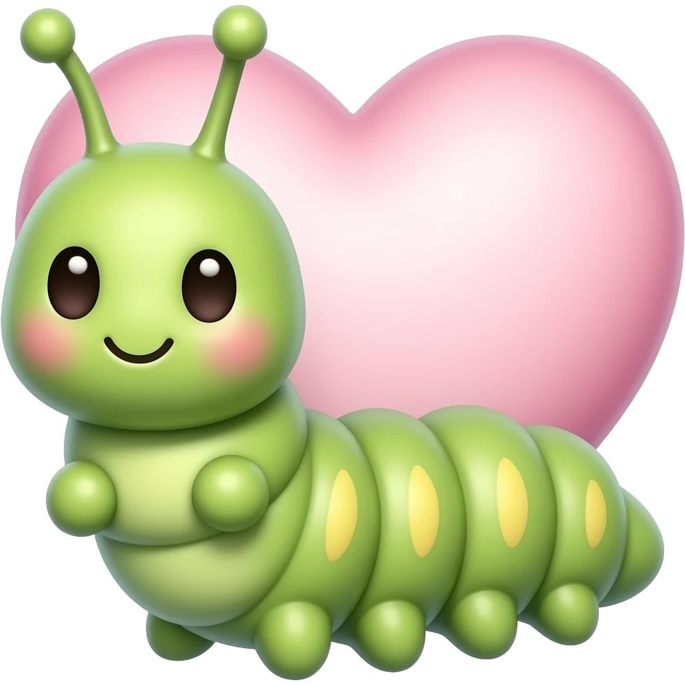 Adorable tiny little catipillar with a big heart emoji