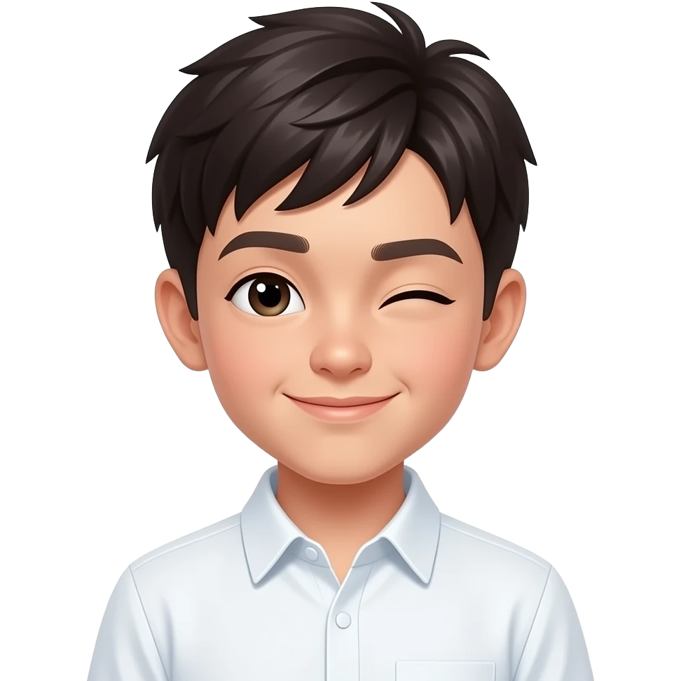 winking boy in white shirt emoji
