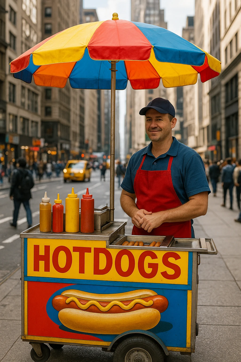 hotdog seller in New York with cart emoji