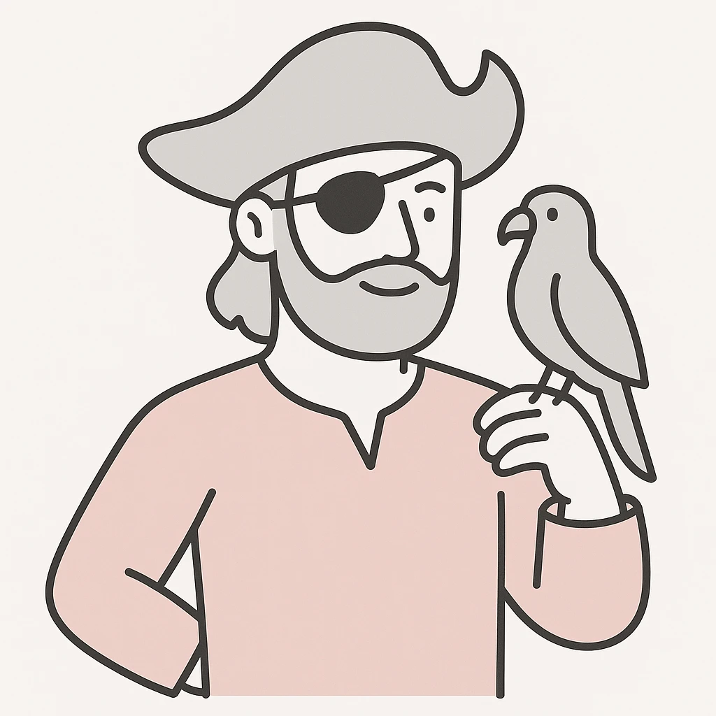 pirate with eye patch and parrot emoji