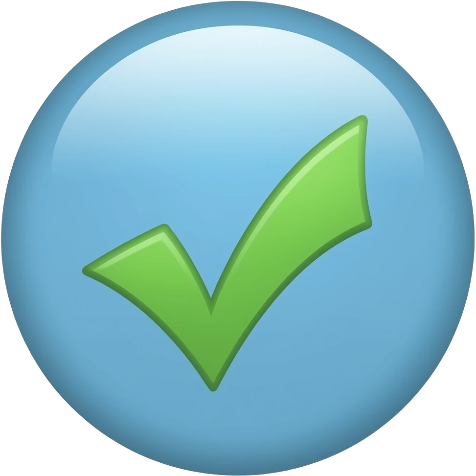 Галочка на круглом светлоголубом фоне emoji