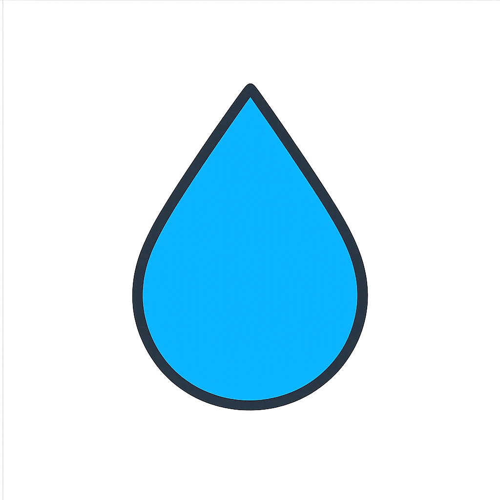 blue water droplet icon with black outlines emoji