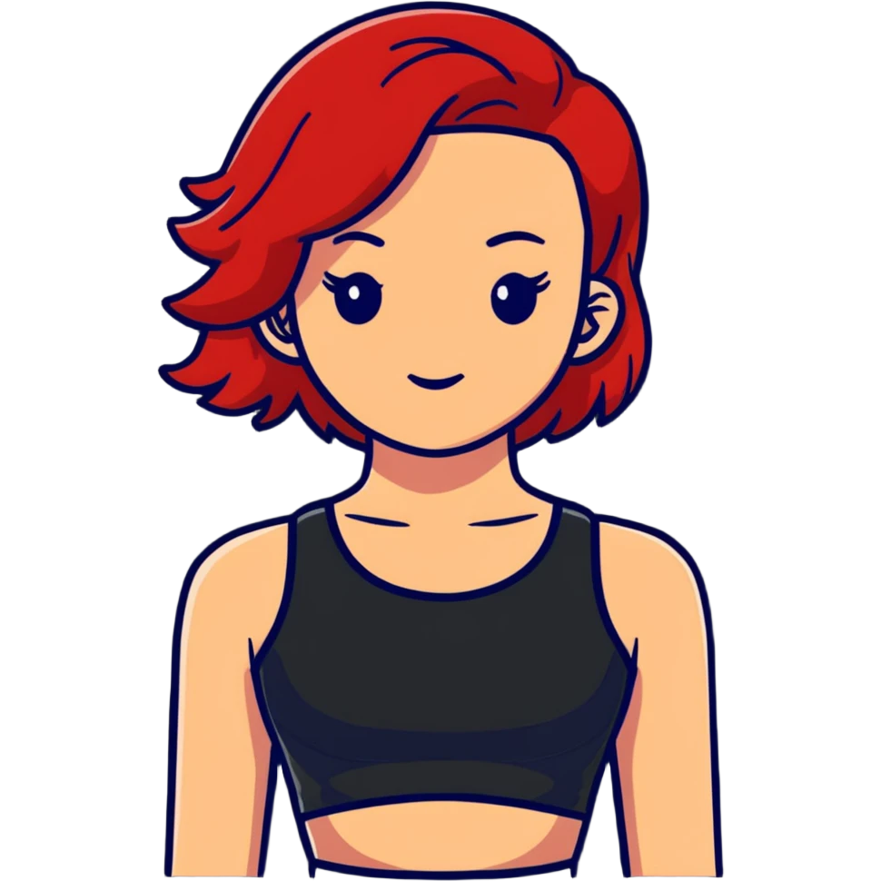 red-haired girl in a crop top emoji