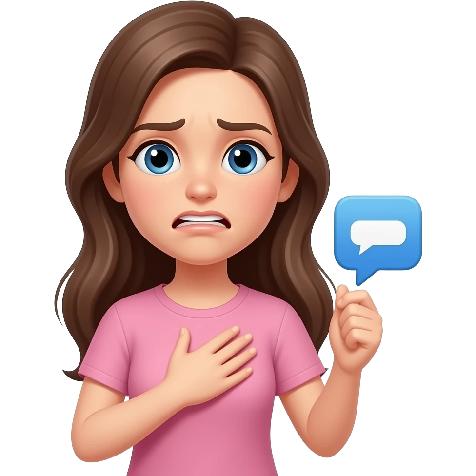 Girl with one hand on chest because offended disgusted face messages emoji emoji