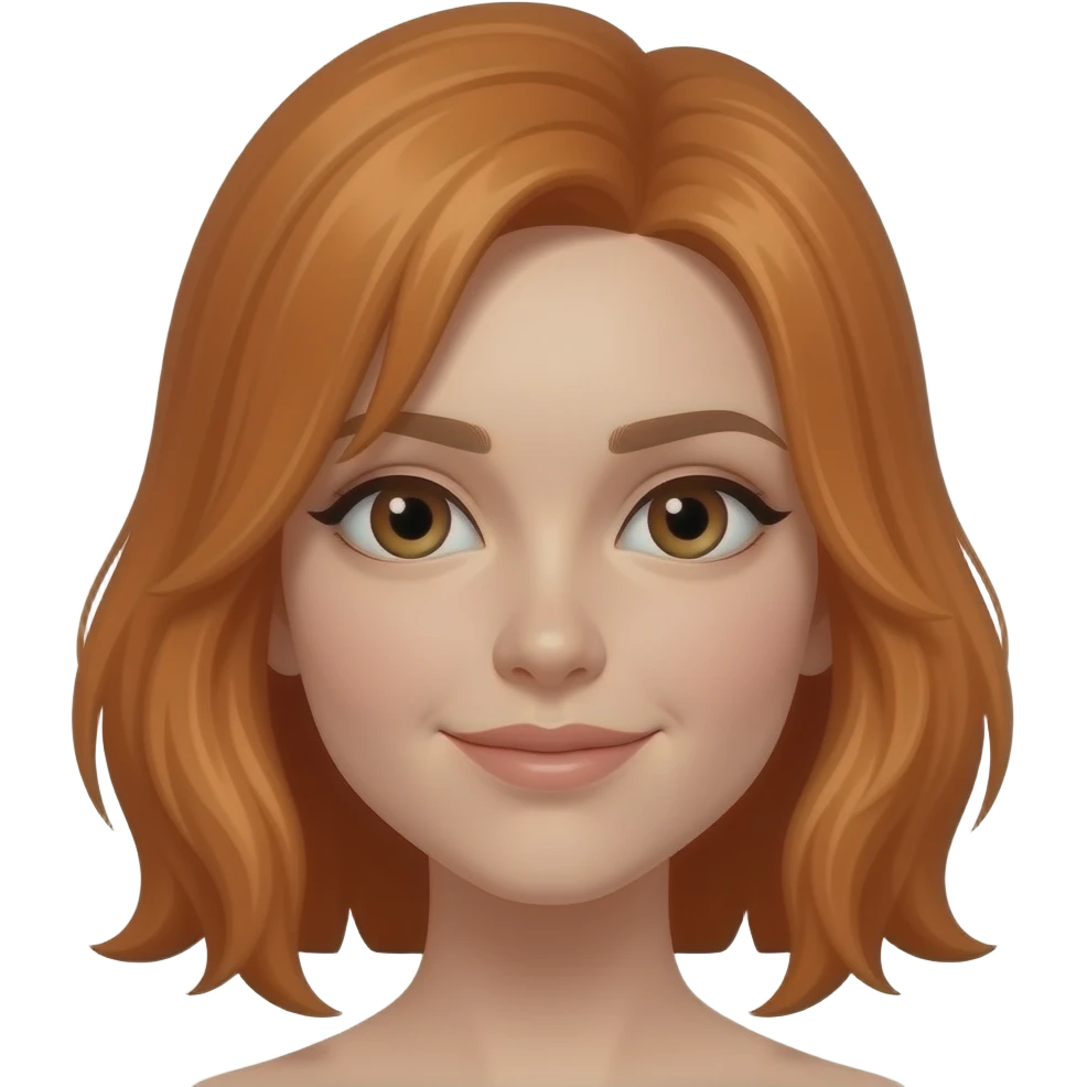 the hair should be more of a coppery orange, and the eyes should be dark brown emoji