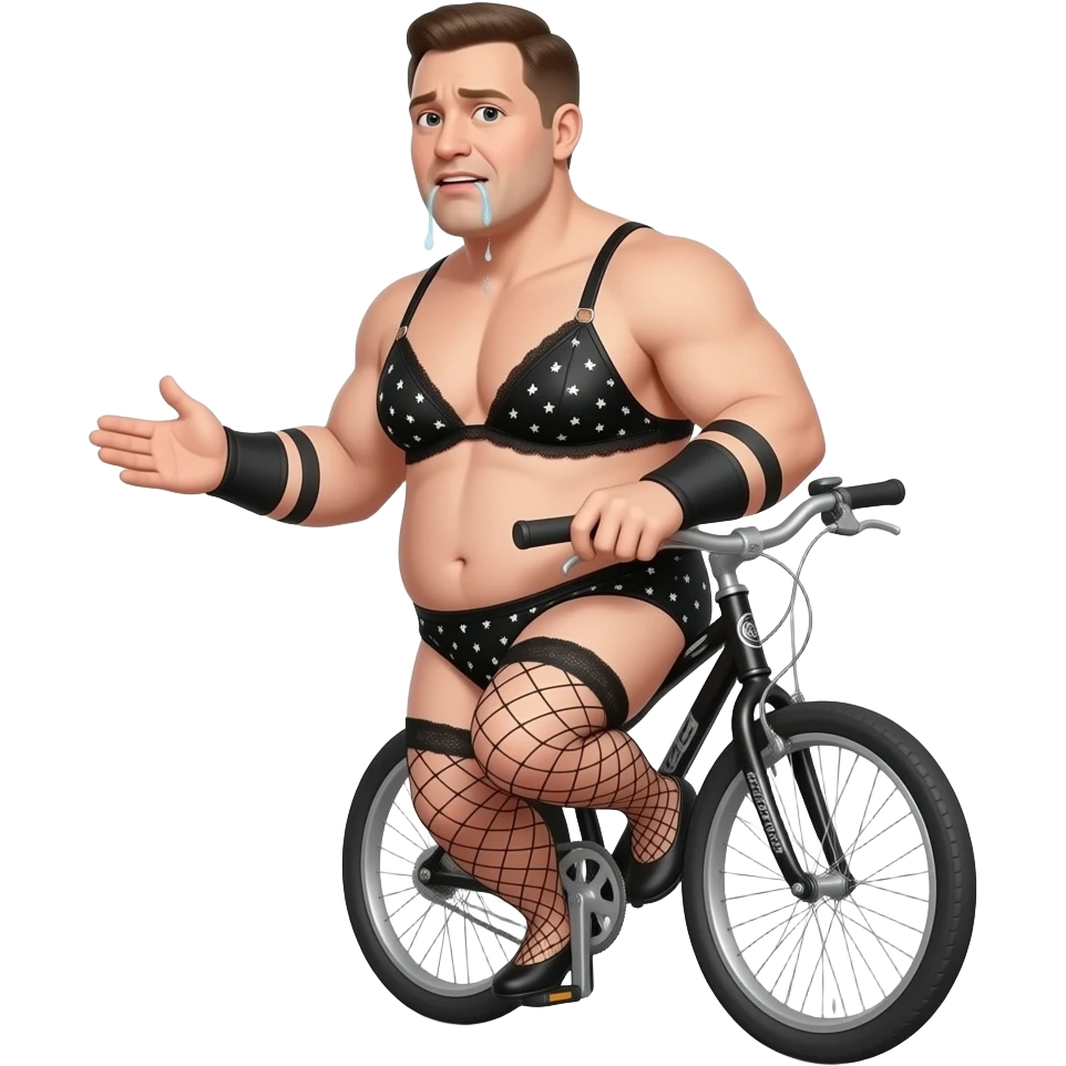 Make a male stripper, with down sydrome on a unicycle drooling emoji