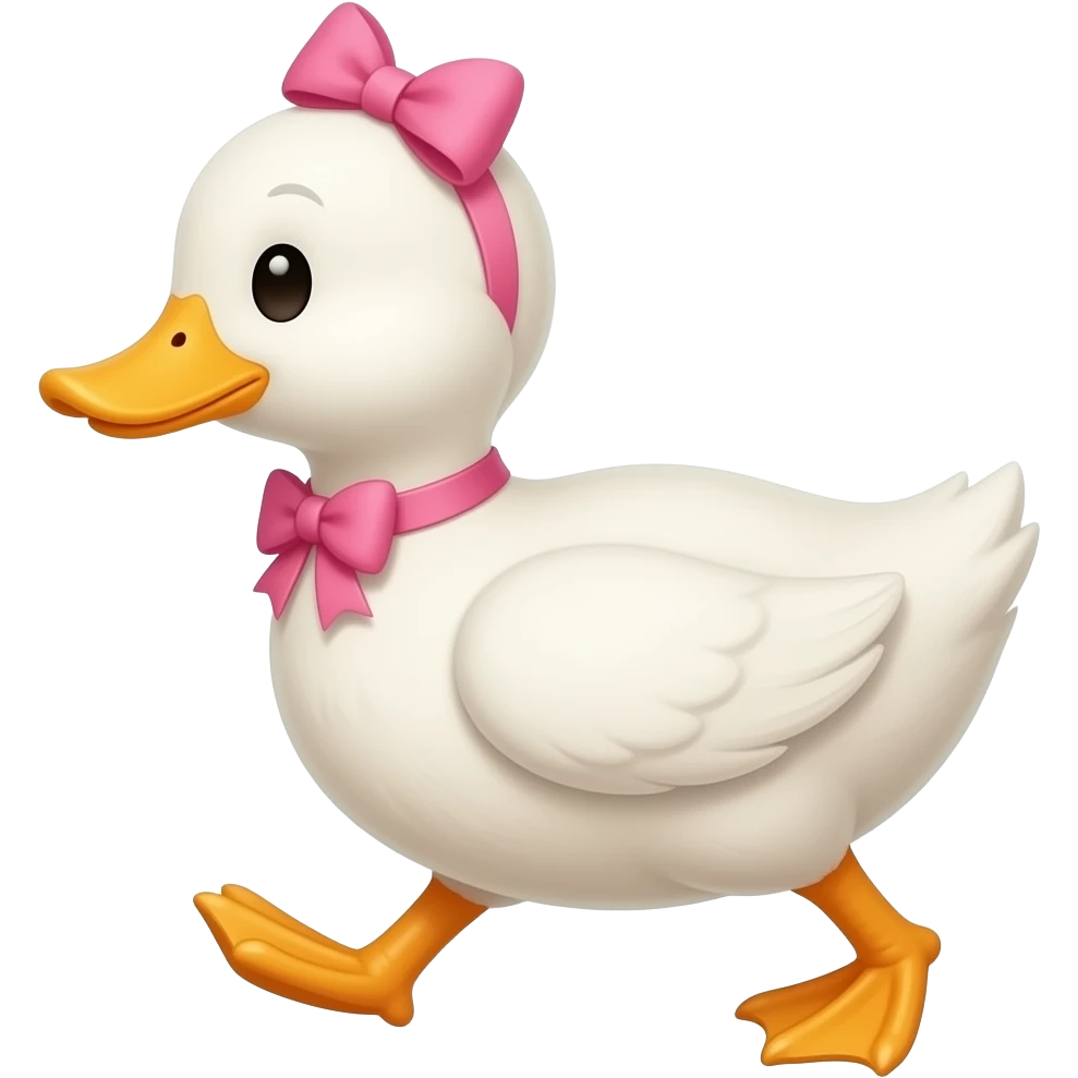 duck wearing pink bow walking emoji