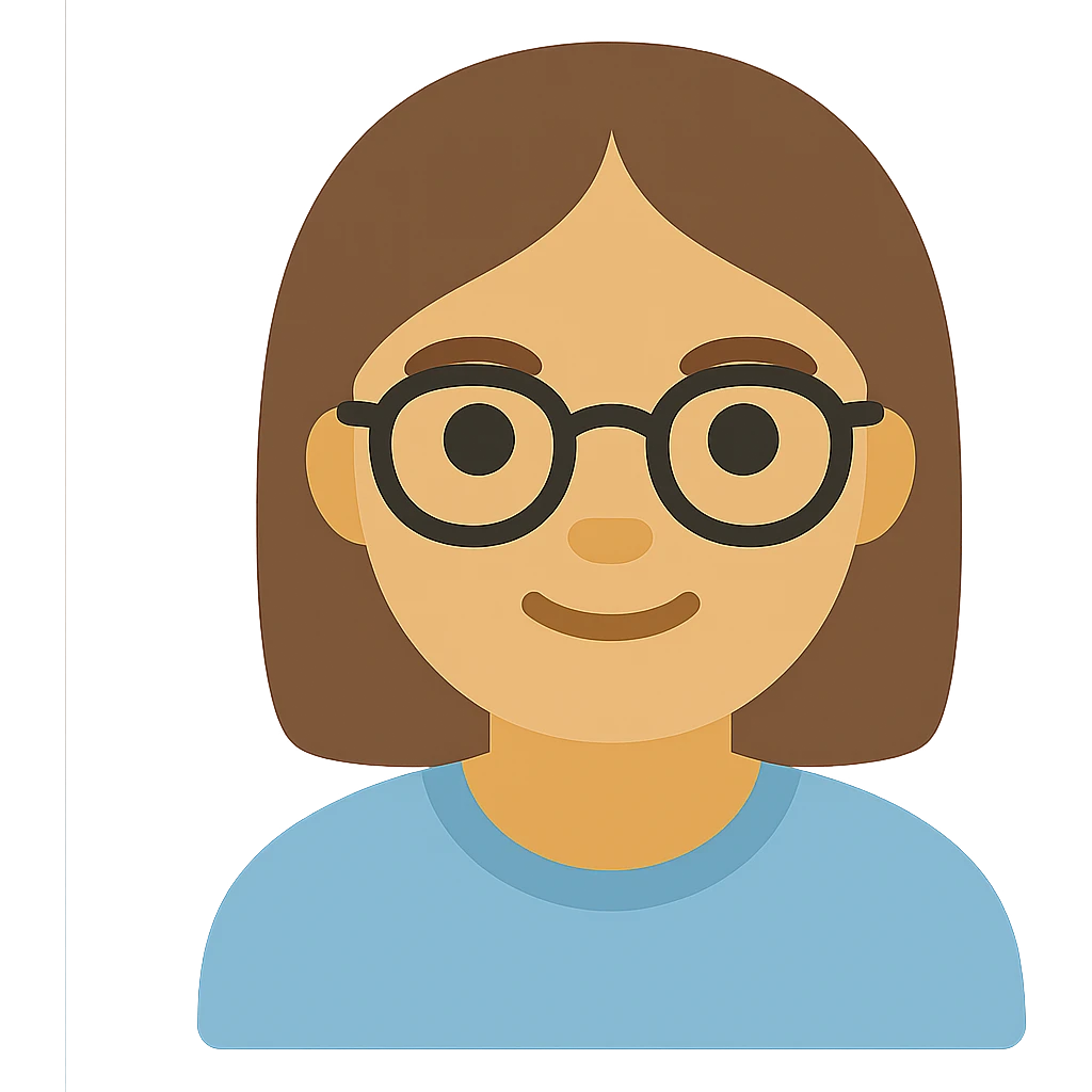 Add glasses to the woman, flat color style, soft features, approachable look, for user profile, with no background emoji