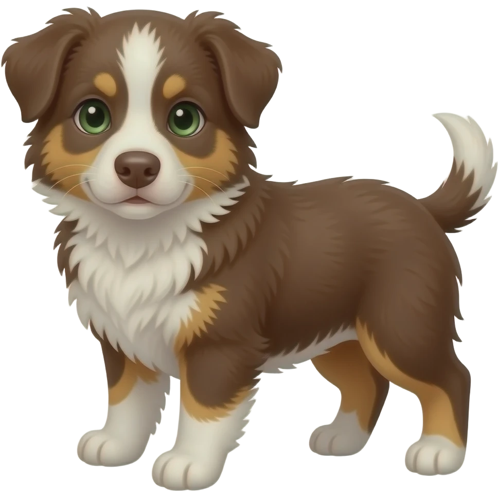Chiot berger australien rouge brun yeux verts emoji