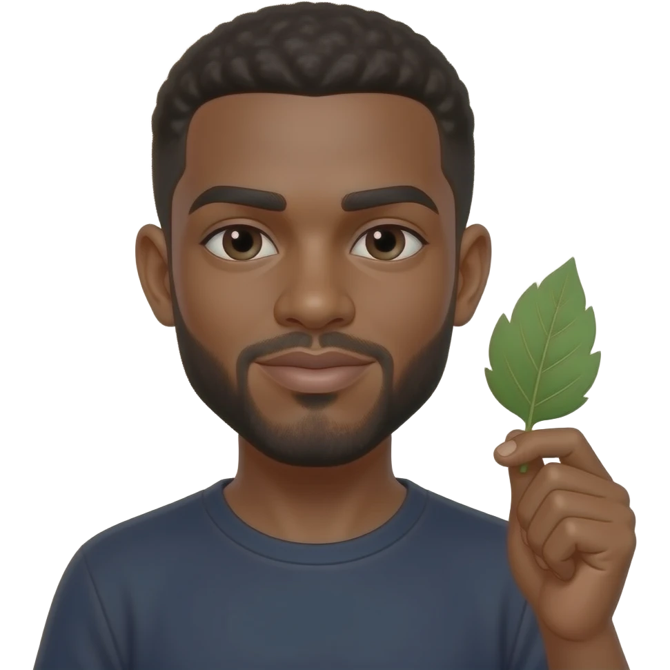 make an emoji of a black man in a shiesty with a leaf in his hand emoji