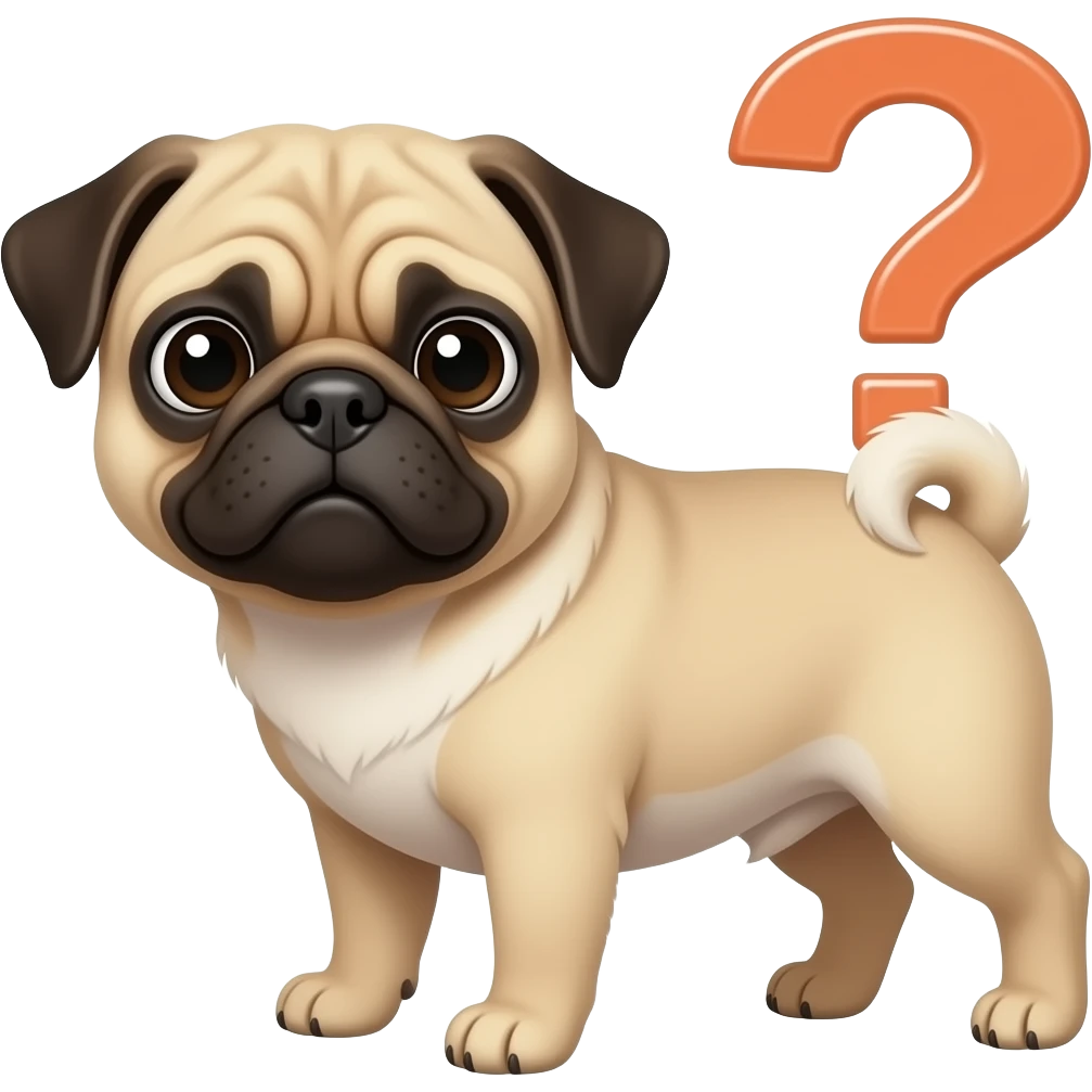 pug with a question emoji