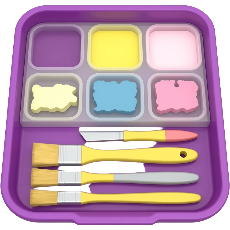 purple yellow Brush cleaner tray inspired by Barbie colour pallete emoji