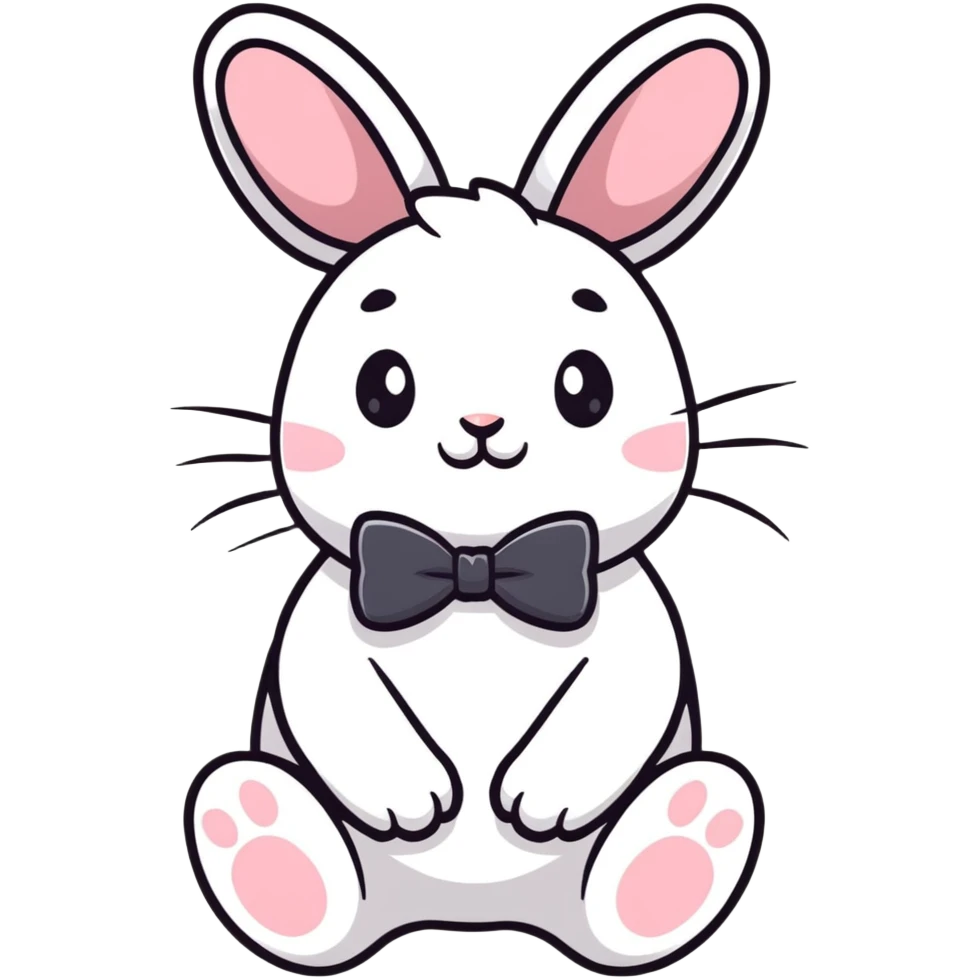 adorable bunny rabbit with pretty bow, playful emoji