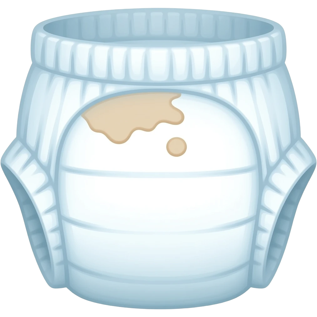 a cute sesame street designed adult diaper stained brown at the back with stink lines at the top emoji