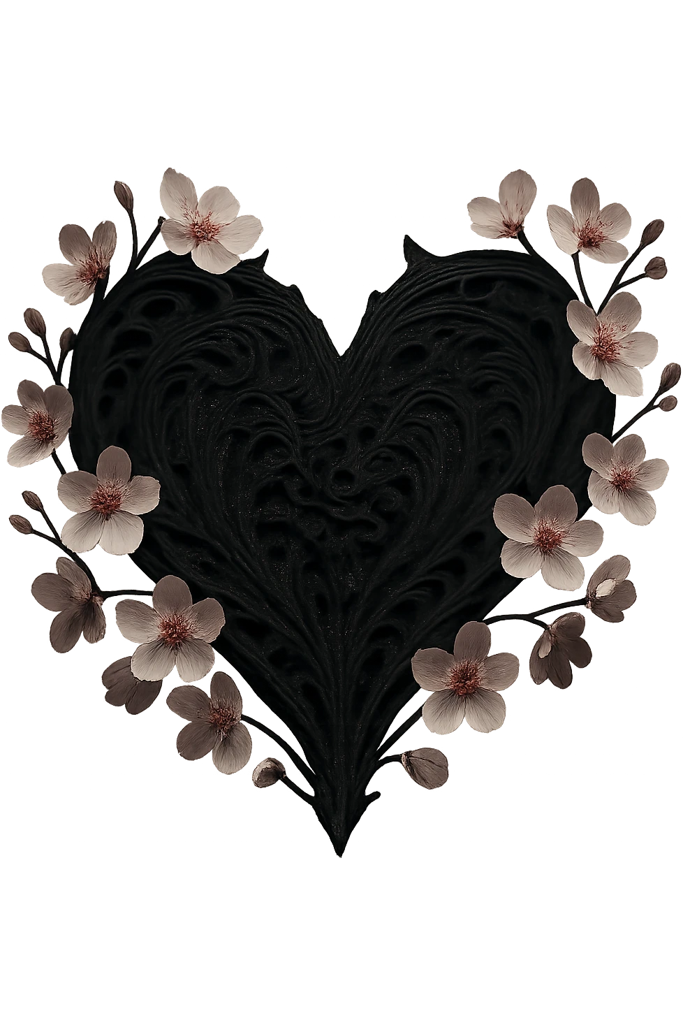 Remove the background, keep the goth sakura heart design intact, preserve all details, transparent background emoji