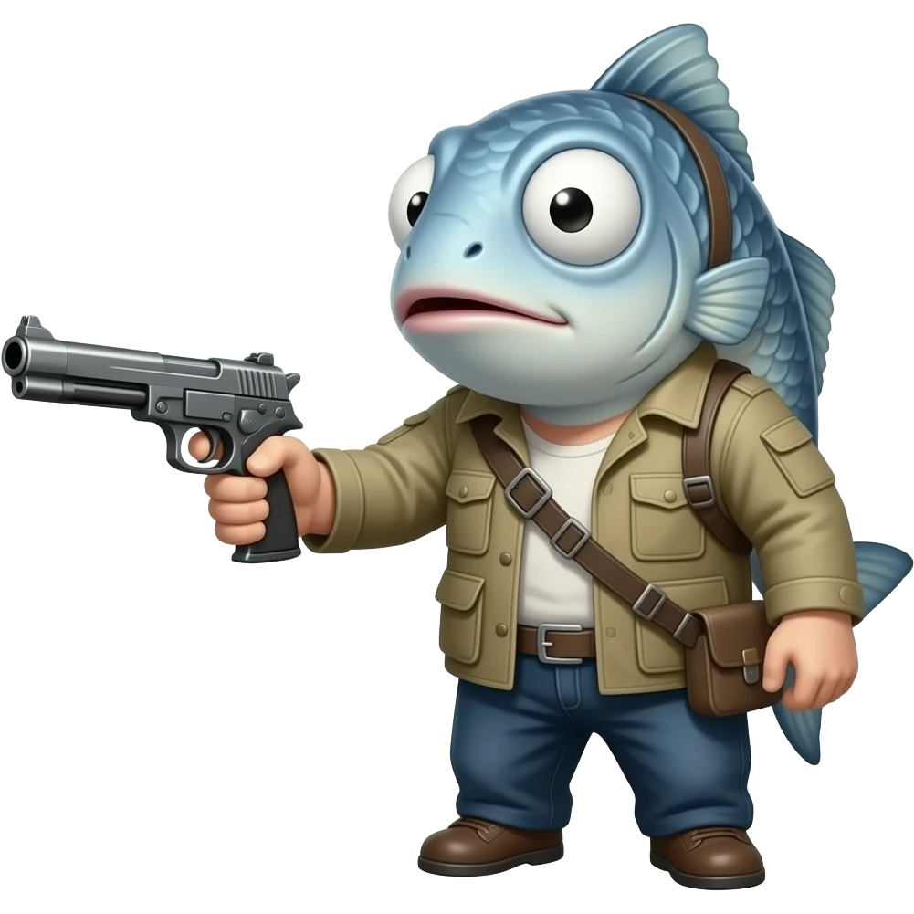 Fish with a gun emoji