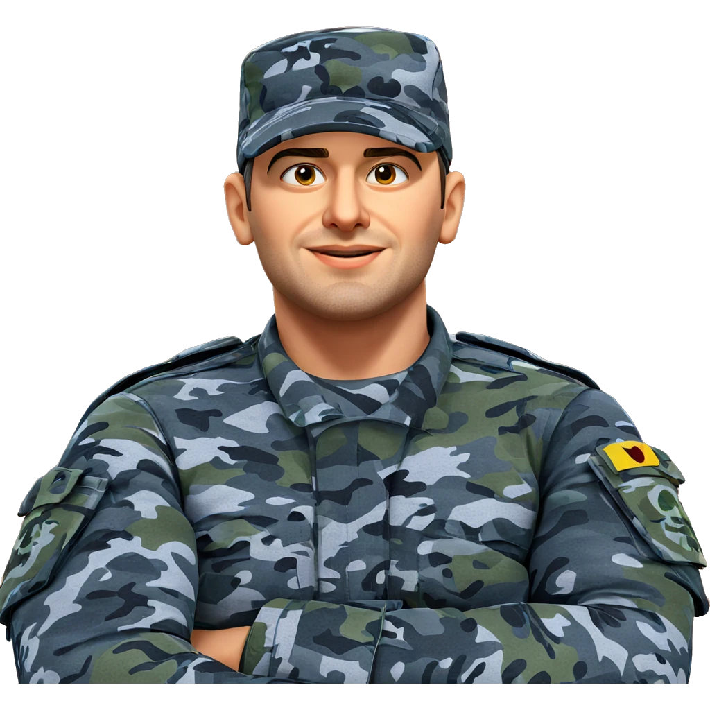 smiling soldier in camouflage emoji