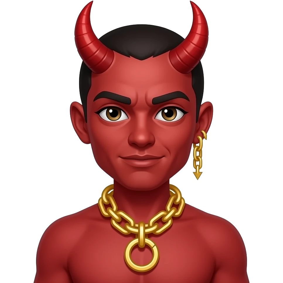 devil with gold chains and rings emoji
