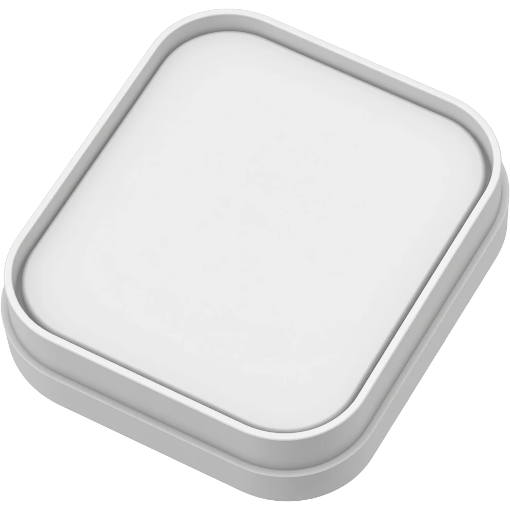 A white snus can made of matte white plastic with a smooth finish and a slightly thicker rim, viewed from a slightly top-down angle. emoji