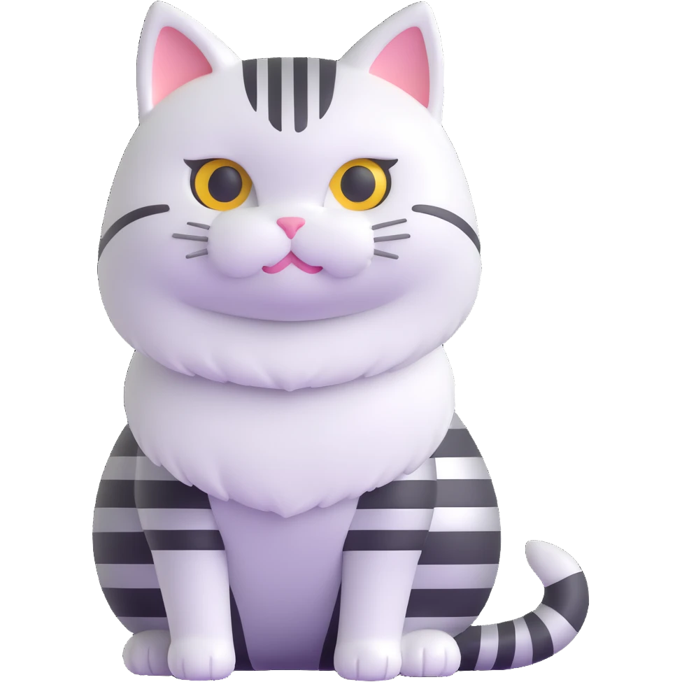 cat with white fur at the bottom and silver stripes at the top emoji