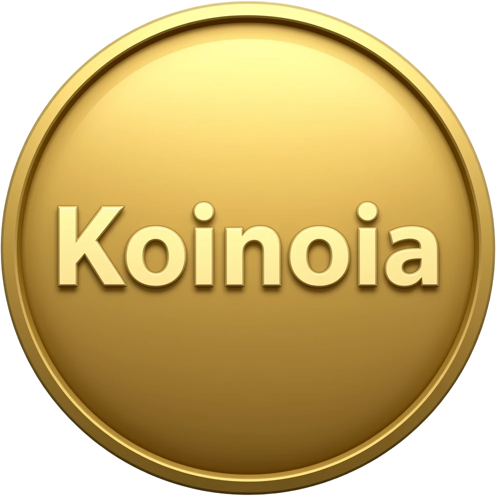 coin with koinonia spelt on it emoji