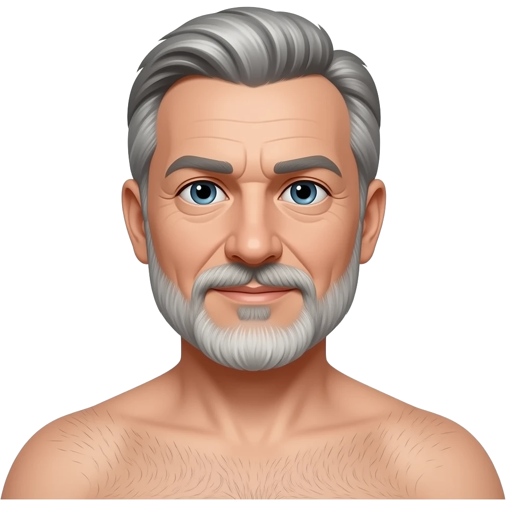 Male nudist middle aged  body beard emoji