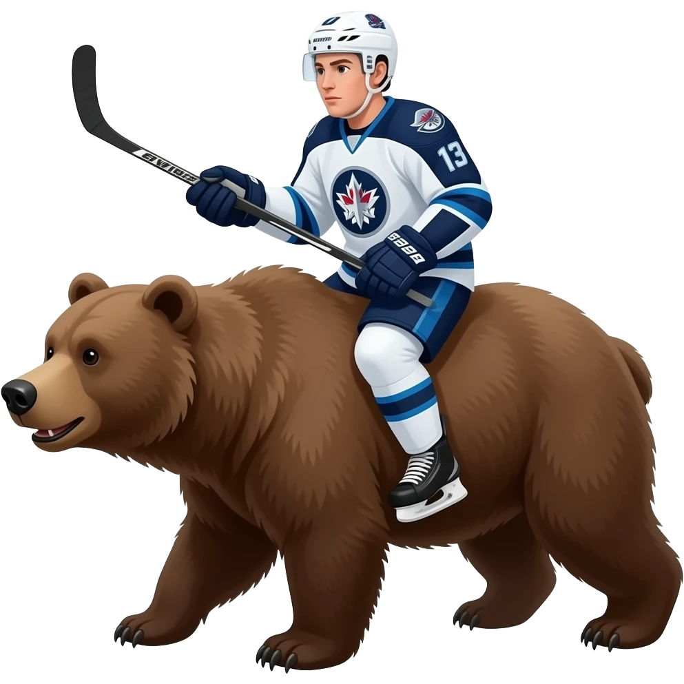 Winnipeg jets player riding on a bear emoji