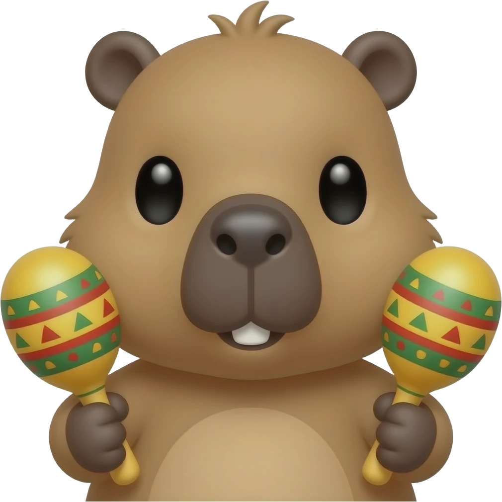cute capybara with  big Maracas closeup emoji