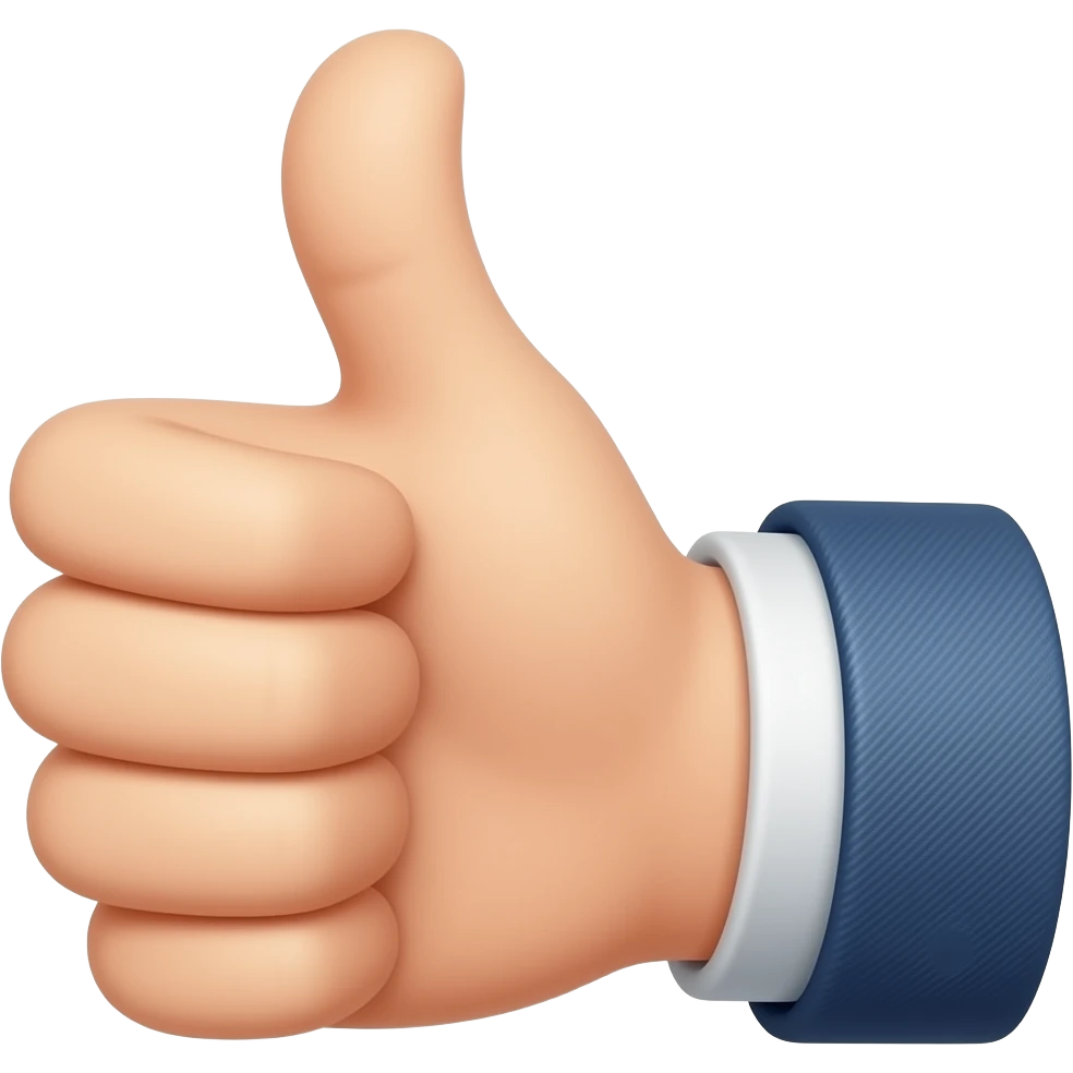 A thumbs up with half  a thumb emoji