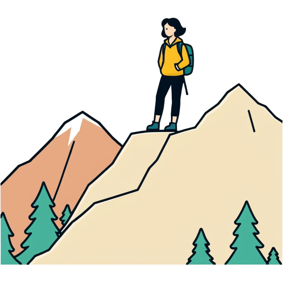 Lynda on top of a mountain  emoji