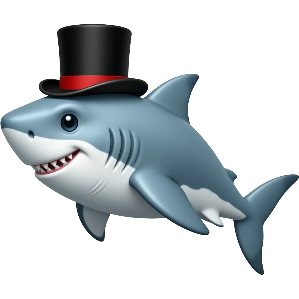 Shark with a top hat emoji