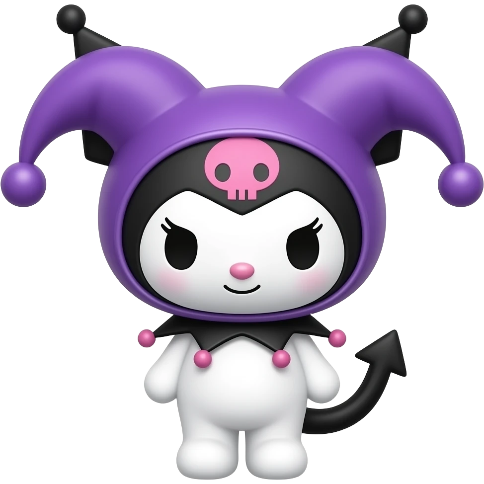 kuromi purple hat. the whole body is visible emoji