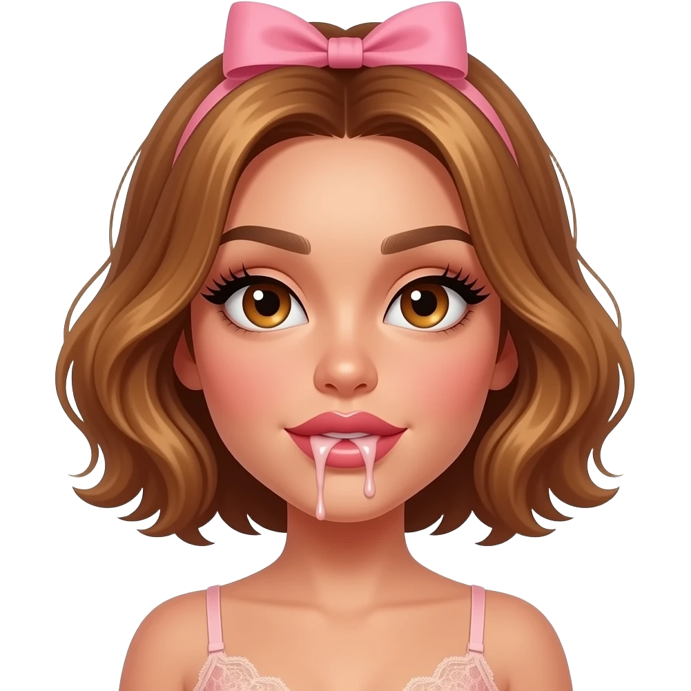 glamours,-tanned,-very-beautiful-woman-with-big-plump-rose-beige-lips,-long-lashes,-honey-silky-very short- hair,-wavy-hair,-with pink bow in hair -hazel-eyes-wearing-nude-lace-lingerie-nude-stilettos,-projectile-vommiting-puke emoji