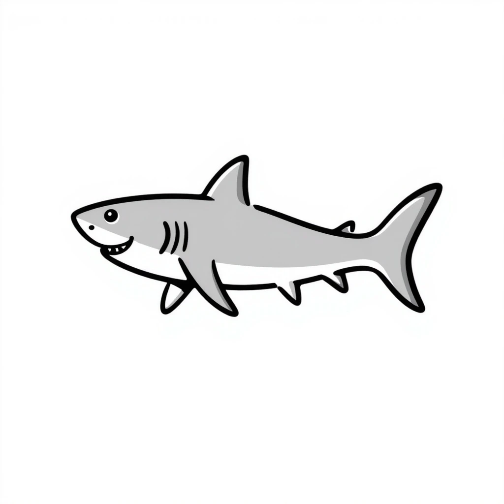 a shark in a hand-drawn doodle style, black lines, whimsical emoji