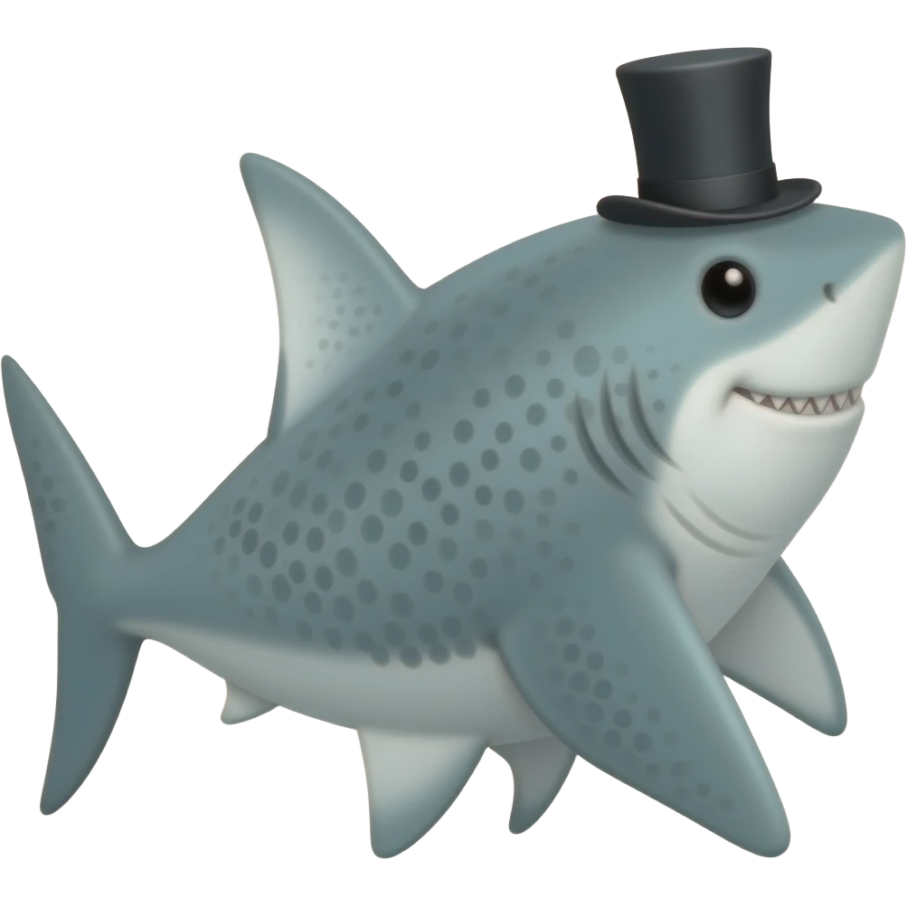 Shark with a top hat emoji