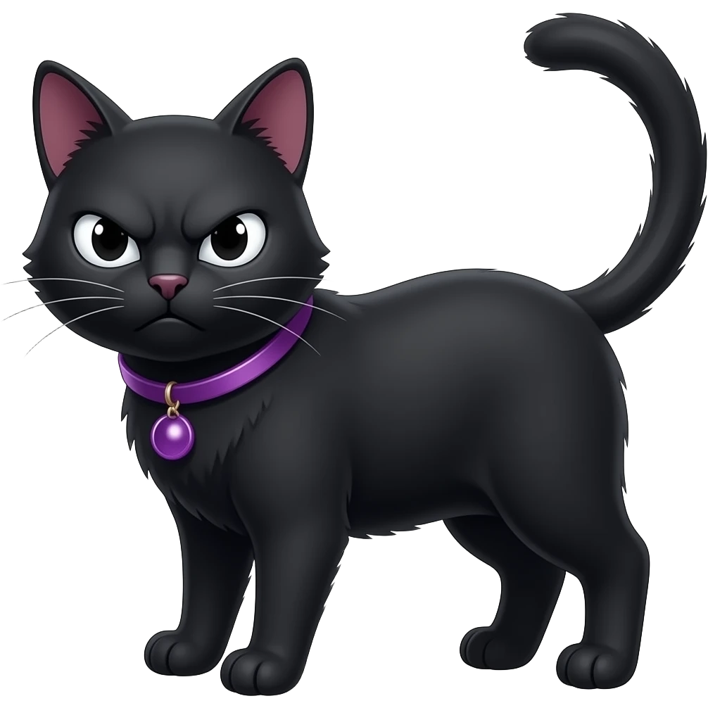 angry black cat with purple necklace emoji